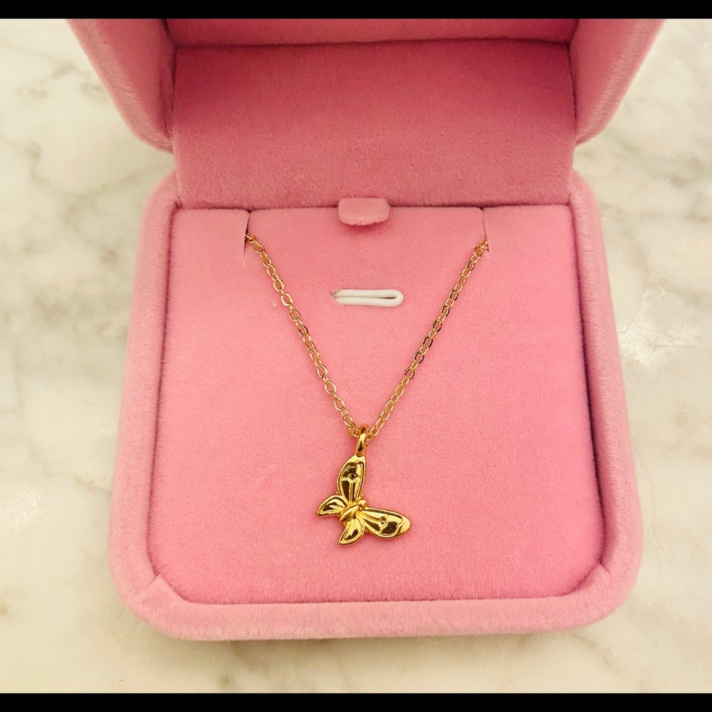 Gold Plated Butterfly Pendant Necklace